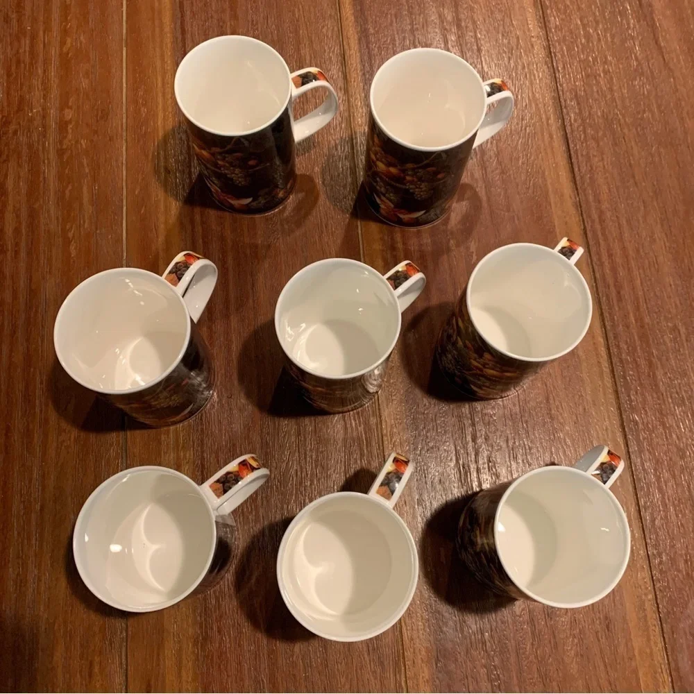 Still Life With Fruit Coffee Tea Mugs Severin Roesen Smithsonian Lot of 8
